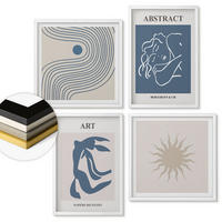 WANDBILDER 4er-Set - 50x50 cm & 40x60 cm Weißer Rahmen - Matisses stilvolle abstrakte Muster - Weiß, Kunststoff (50/50cm) - ArtPrintCave