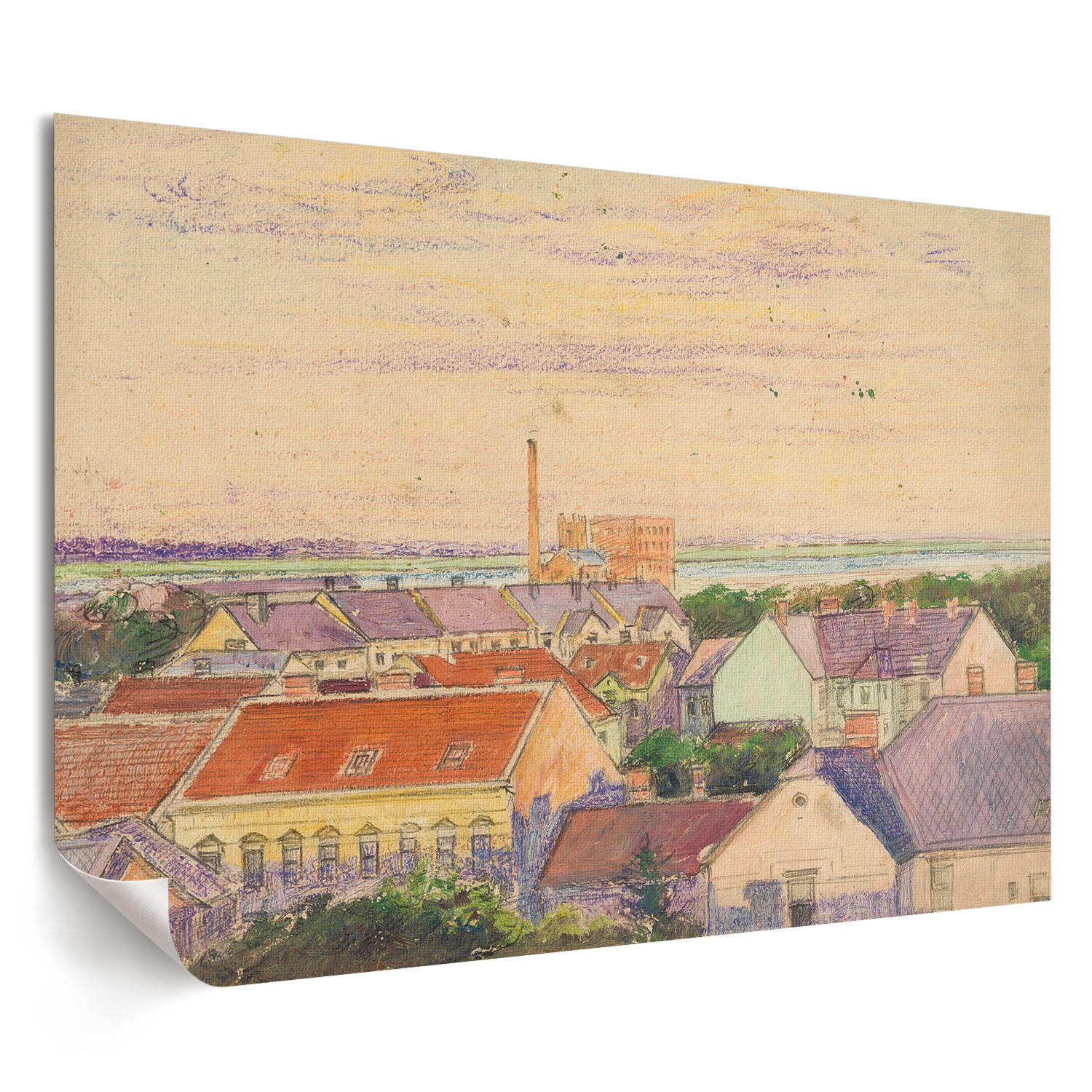 POSTER - 42x29 cm (A3) - Egon Schiele - Stadtansicht - Creme, Textil (42/29.7/0.1cm) - TULUP