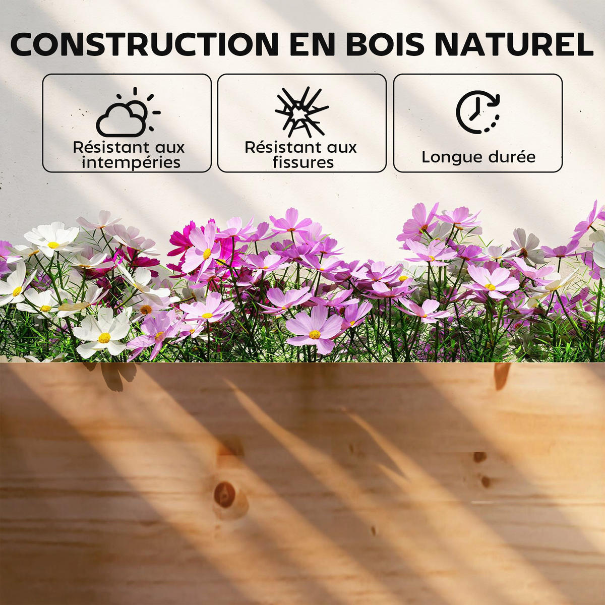 HOCHBEET DE-12291 4 Zonen, modulares Stecksystem, 234/109/25 cm Hellbraun - Braun, Holz (234/25/109cm) - ComfortXL
