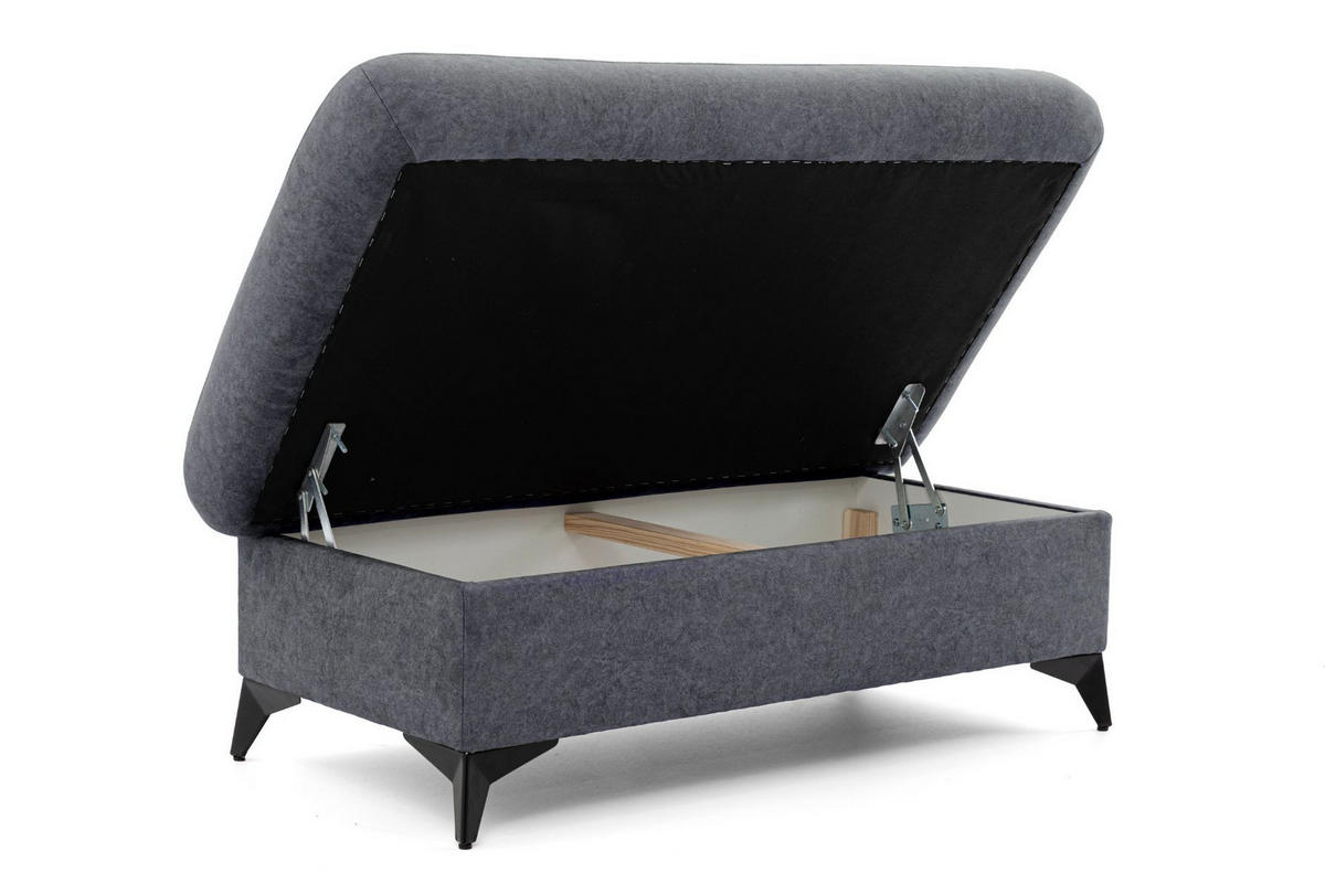 POUF PLAZA 115 x 67 cm Velours Dunkelgrau - Dunkelgrau/Schwarz, Holz/Textil (115/43/67cm) - Muffo