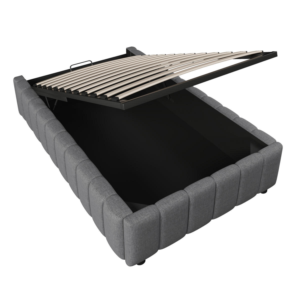 POLSTERBETT 90x200cm Grau hydraulische Lagerung ohne Kopfteil - Grau, Holz (90/200cm) - FLIEKS