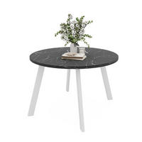 TISCH Weiße Beine, MDF Tischplatte, Grigia Pietra - Schwarz/Weiß, Holzwerkstoff (100/100/76cm) - Idohome