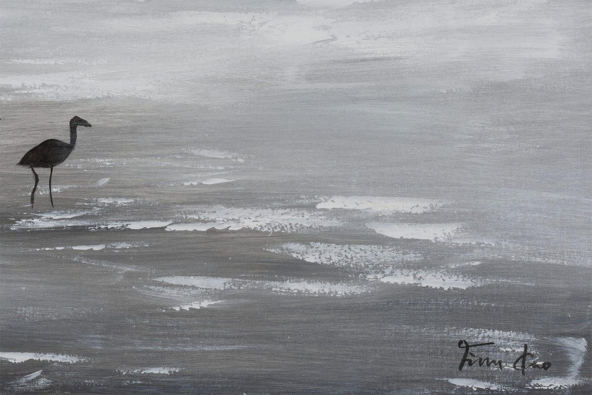 RUČNE MAĽOVANÝ AKRYLOVÝ OBRAZ 60/90 cm, sivý/strieborný, krajinný motív - sivá/strieborná, drevo/textil (60/90cm) - KUNSTLOFT