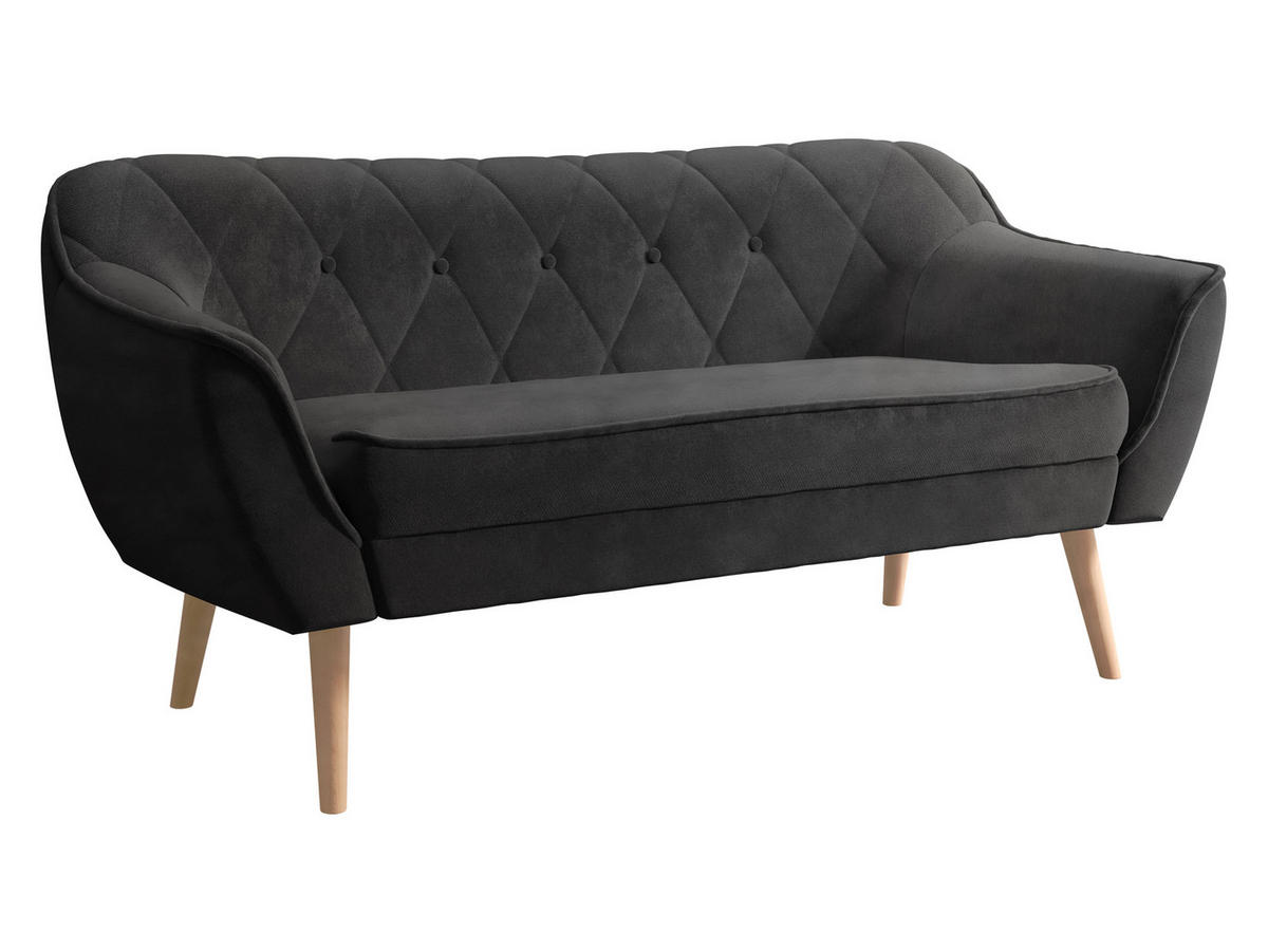 SOFA Skand 2 - Dunkelgrau/Naturfarben, Holz/Textil (140/75/74cm) - MIRJAN24