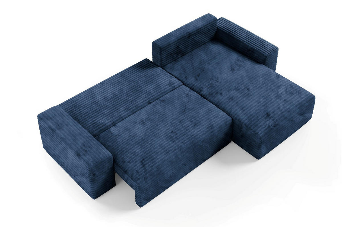 ECKSOFA mit Schlaffunktion Dunkelblau - Schwarz/Dunkelblau, Holz/Holzwerkstoff (300/185cm) - Furnisell