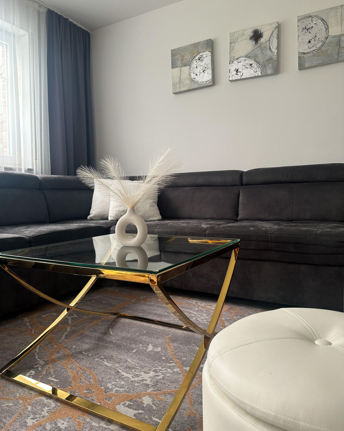 KONFERENČNÍ STOLEK Sklo/Nerezová ocel zlatý čtvercový 70/70 cm Ringgold - zlatá, kov (70/70/45cm) - Beliani