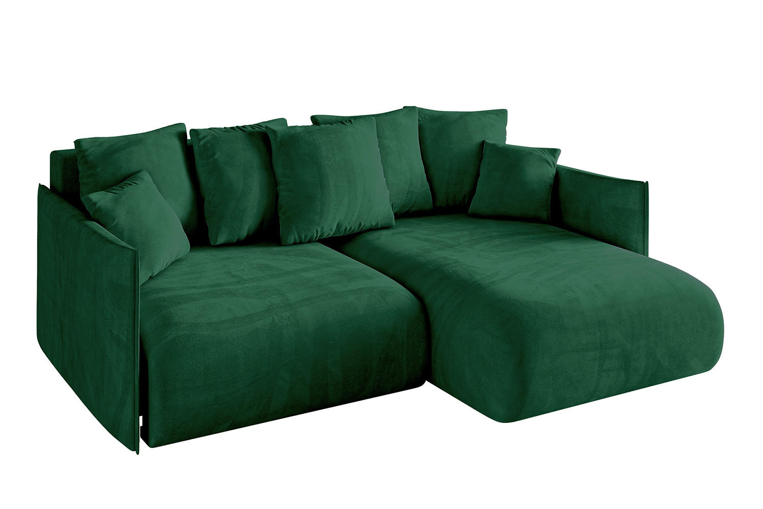 ECKSOFA Ottomane rechts ONESK-L 216x177x72 Grün Velours - Grün, Holzwerkstoff/Kunststoff (177/216cm) - ALTDECOR