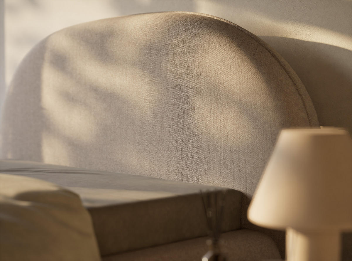 POLSTERBETT Koji Beige 140/200 cm im Webstoff - Beige/Schwarz, Holz/Holzwerkstoff (140/200cm) - Maison de Reve