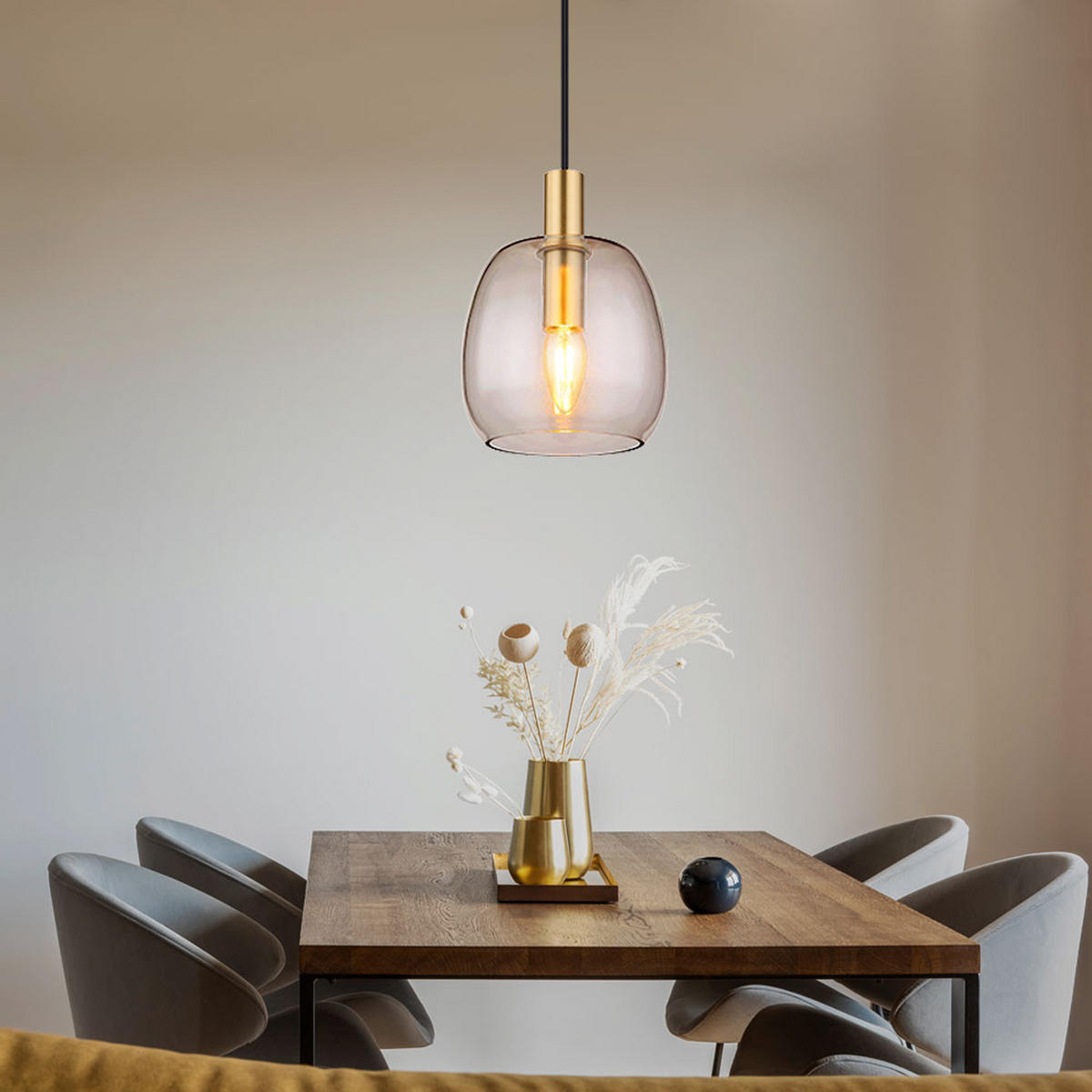 HÄNGELEUCHTE Aluminium Schwarz klar - Schwarz, Glas (16/16/120cm) - Globo Lighting