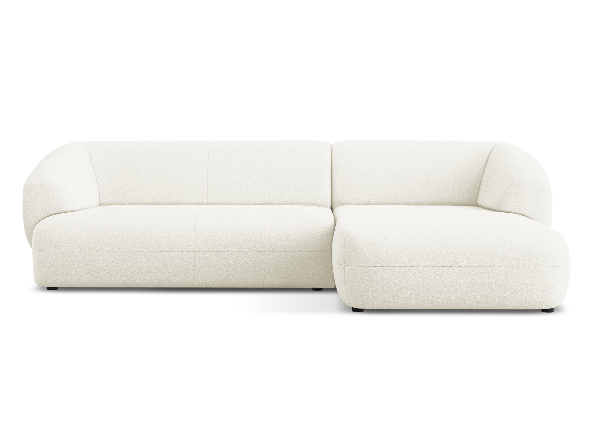 ECKSOFA Rechts Bouclé Stoff Weiß - Schwarz/Weiß, Kunststoff/Textil (280/156cm) - Makamii