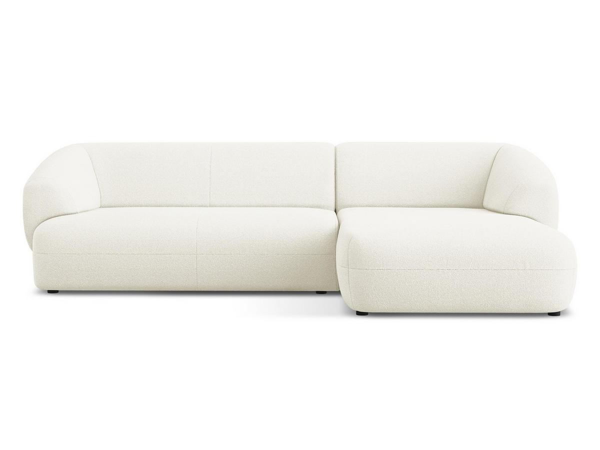 ECKSOFA Rechts Bouclé Stoff Weiß - Schwarz/Weiß, Kunststoff/Textil (280/156cm) - Makamii