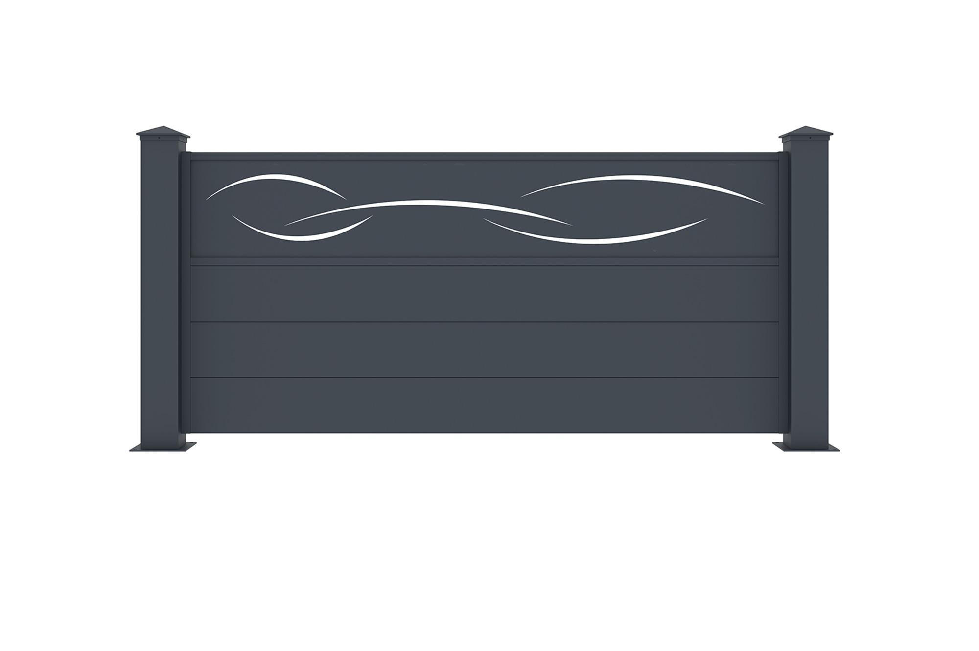 VORGARTENZAUN 2er-Set Life grau 1,9m H.90cm aluminium - Grau, Metall (378/89cm) - Casanoov