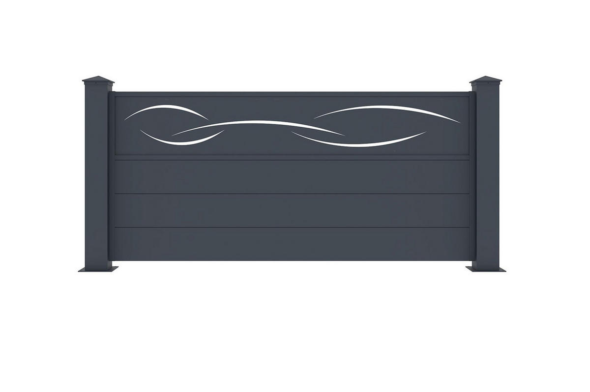 VORGARTENZAUN 2er-Set Life grau 1,9m H.90cm aluminium - Grau, Metall (378/89cm) - Casanoov