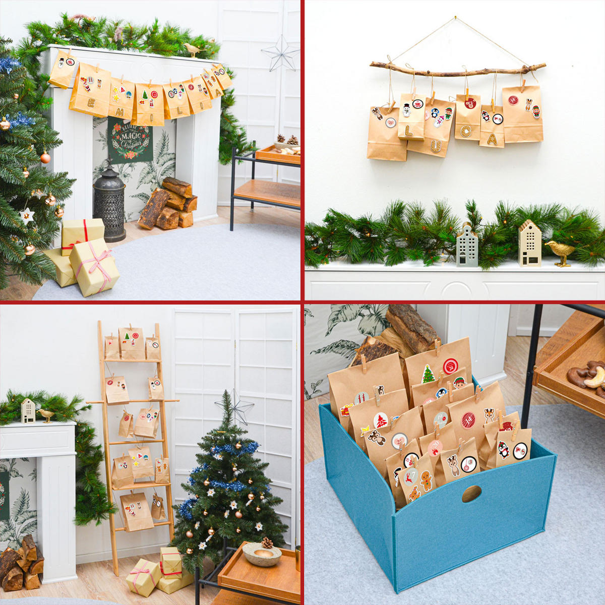 ADVENTSKALENDER zum Selbstbefüllen, 24 Papiertüten - Braun, Papier (13/8/24cm) - Dunedesign