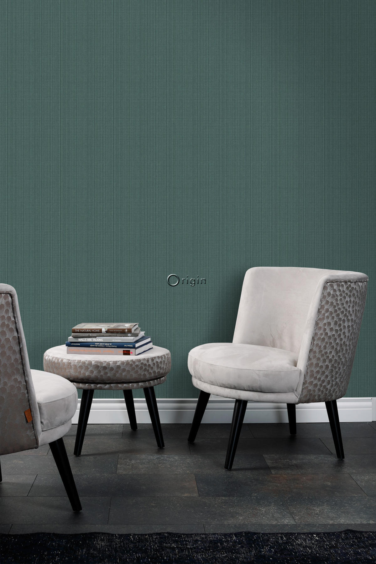 TAPETE Gewebeoptik 53 cm x 10.05 m - Blau, Papier (53/1000cm) - Origin Wallcoverings