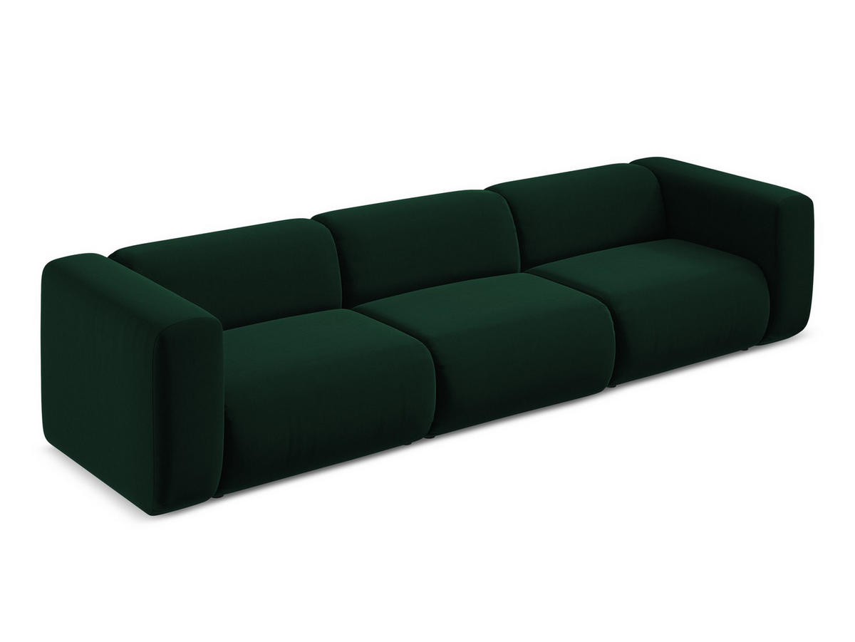4-SITZER-SOFA Samt Stoff Grün - Dunkelgrün/Schwarz, Kunststoff/Textil (319/70/89cm) - Makamii