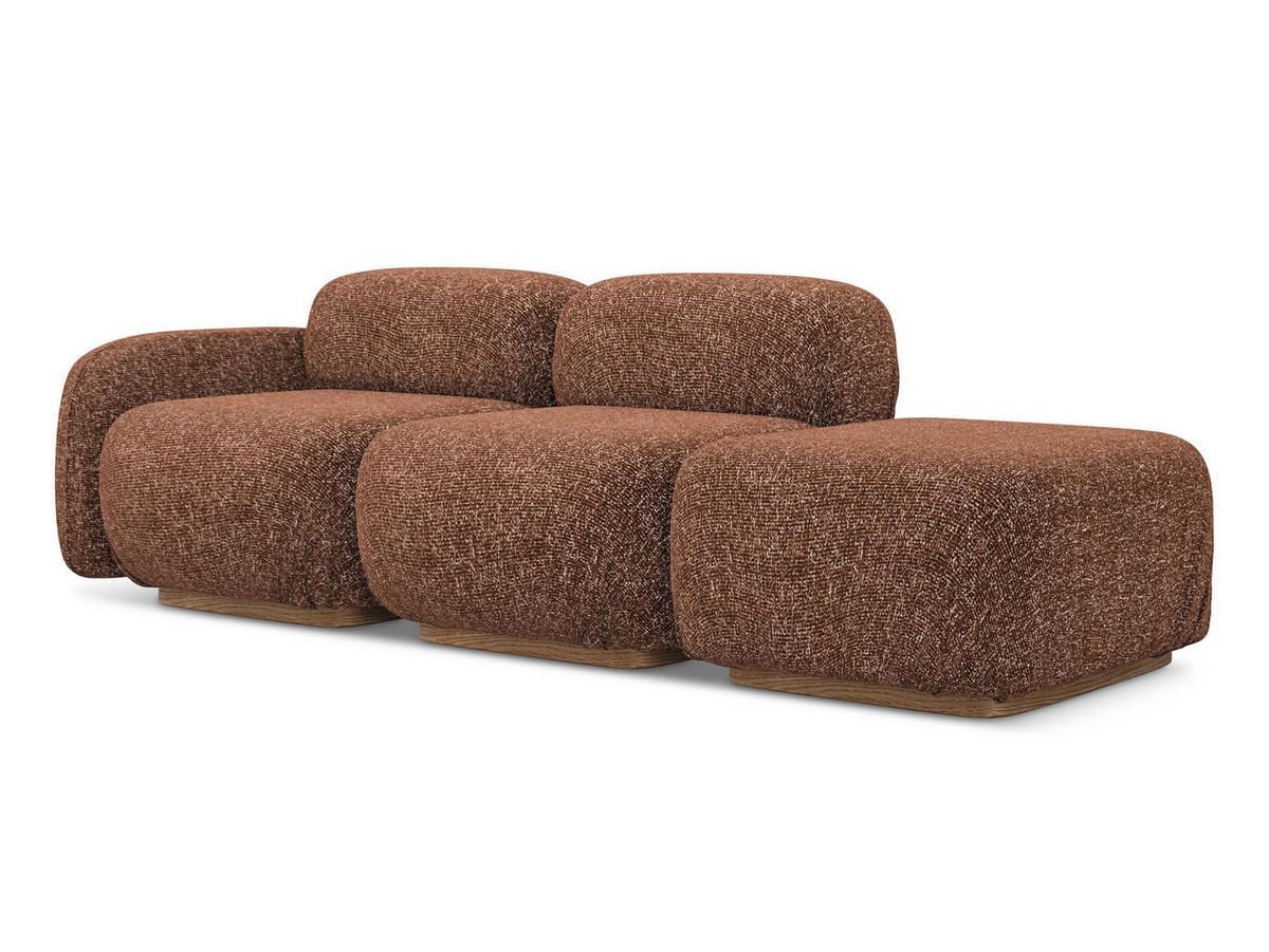 3-SITZER SOFA Rechts Strukturstoff Stoff Orange - Terra cotta/Orange, Holz/Textil (258/73/95cm) - Makamii