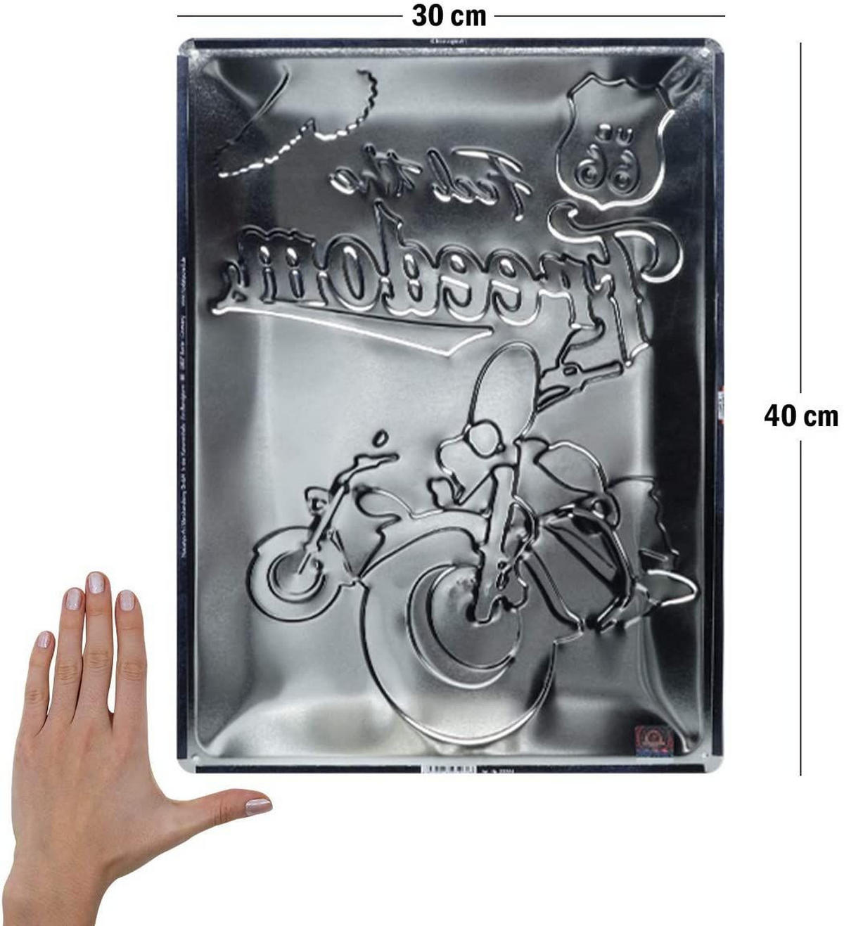 BLECHSCHILD 30/40 cm US Highways Route 66 Freedom - Multicolor, Metall (30/40/0.2cm) - Nostalgic-Art