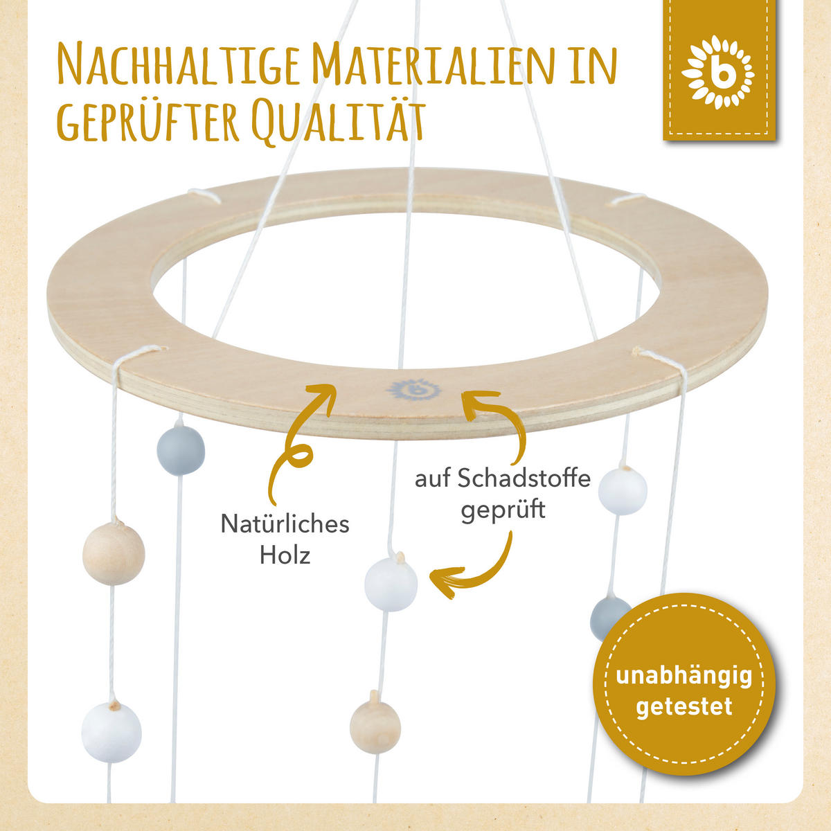 MOBILE Holz Sternenhimmel - ab Geburt - Weiß, Holz (14.8/14.8cm) - Bieco Spielwaren