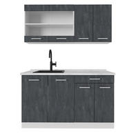 SINGLEKÜCHE R-Line Schwarz Beton/Weiß 140 cm ohne AP - Schwarz/Weiß, Holzwerkstoff (140/81.6/46cm) - Vicco
