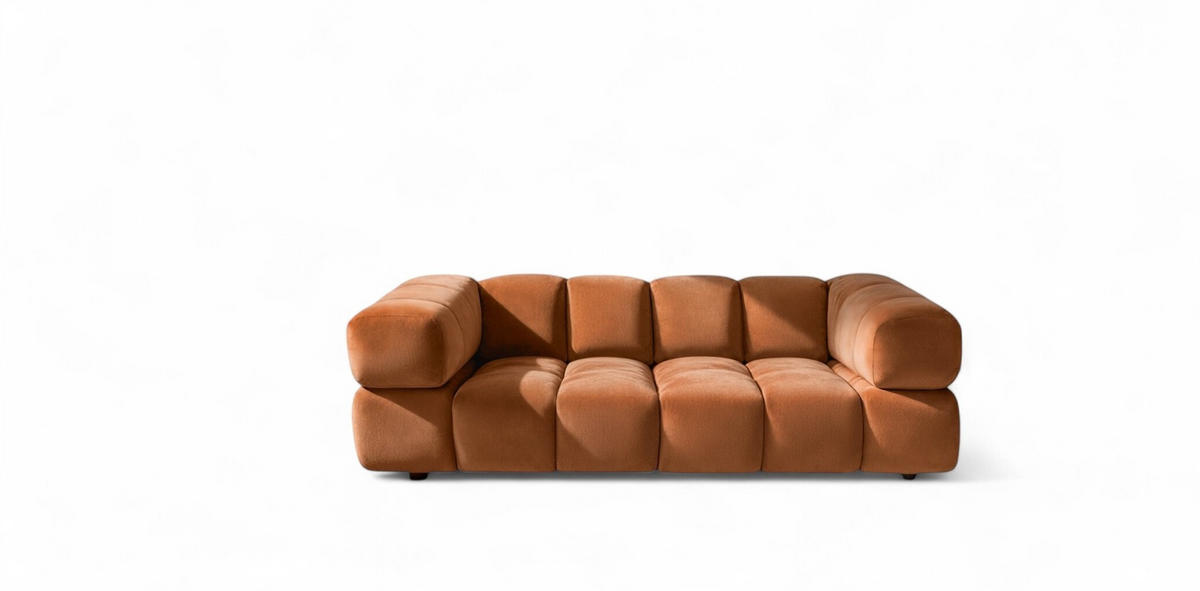 SOFA 3-sitzer Blanche In Bluvel - Rotbraun, Holzwerkstoff/Textil (240/70/96cm) - Fun Möbel