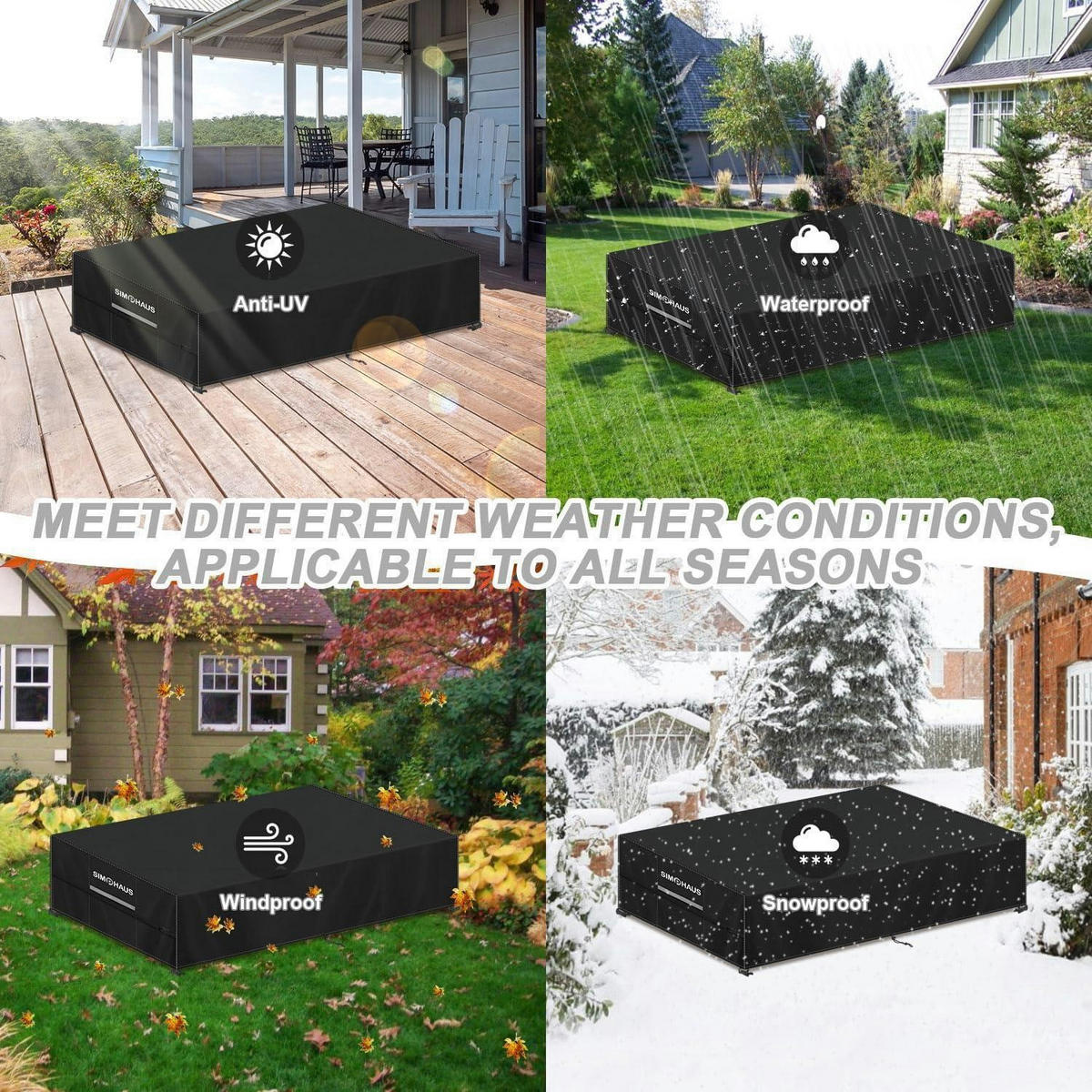 SCHUTZHÜLLE für Gartenliegen 200 x 130 x 40 cm Wasserdicht UV-Beständig - Schwarz, Textil (130/40/200cm)