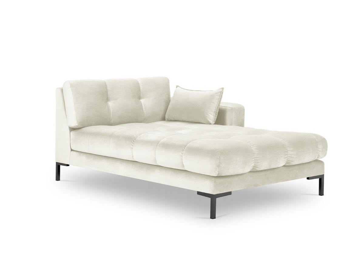 CHAISELONGUE rechts Mamaia aus Samt leichtes beige - Creme, Textil (102/75/185cm) - Micadoni