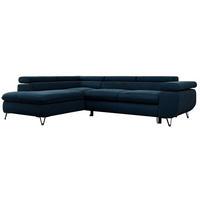 ECKSOFA PEDRO L Dunkelblau Velvet - Links Seite - Schwarz/Dunkelblau, Textil/Metall (208/273cm) - MKS