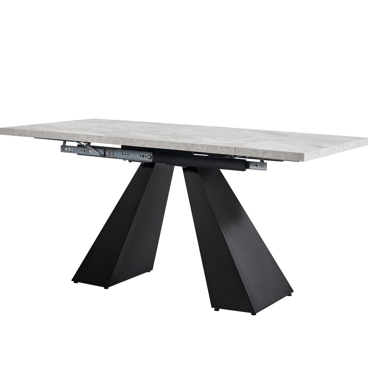 ESSTISCH 99-159/74/77 cm ausziehbar mit Metallschienen und Marmoroptik, Schwarz/Grau - Schwarz, Holzwerkstoff (159/74/77cm) - Redom
