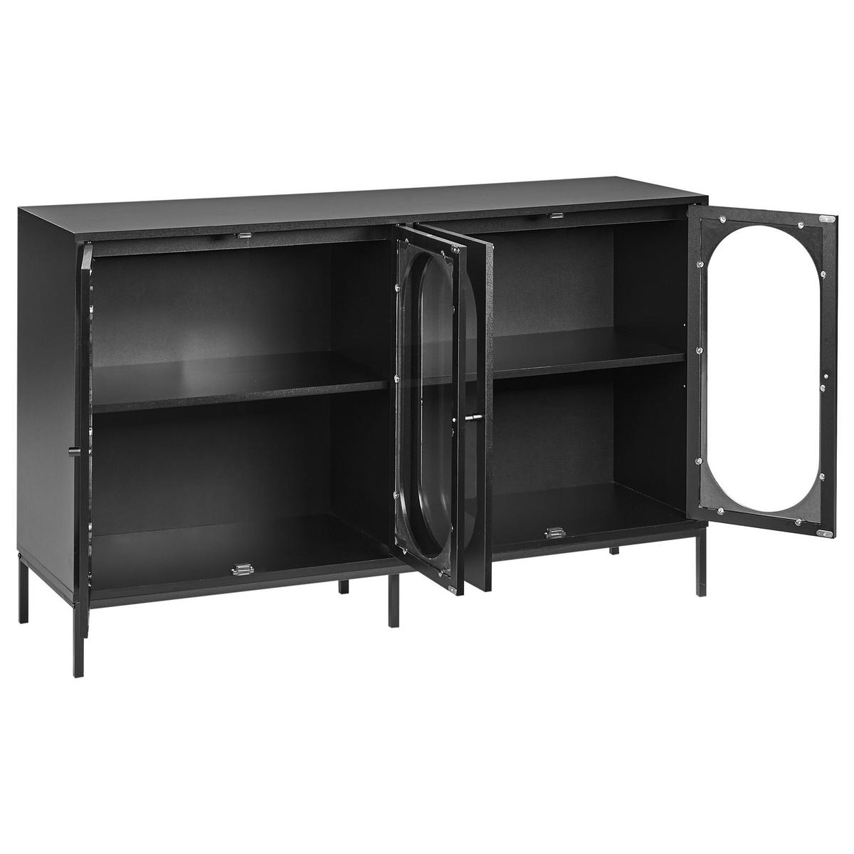 SIDEBOARD se skleněnými dveřmi 137 cm Černý Langford - černá, kompozitní dřevo (137/83/40cm) - Beliani