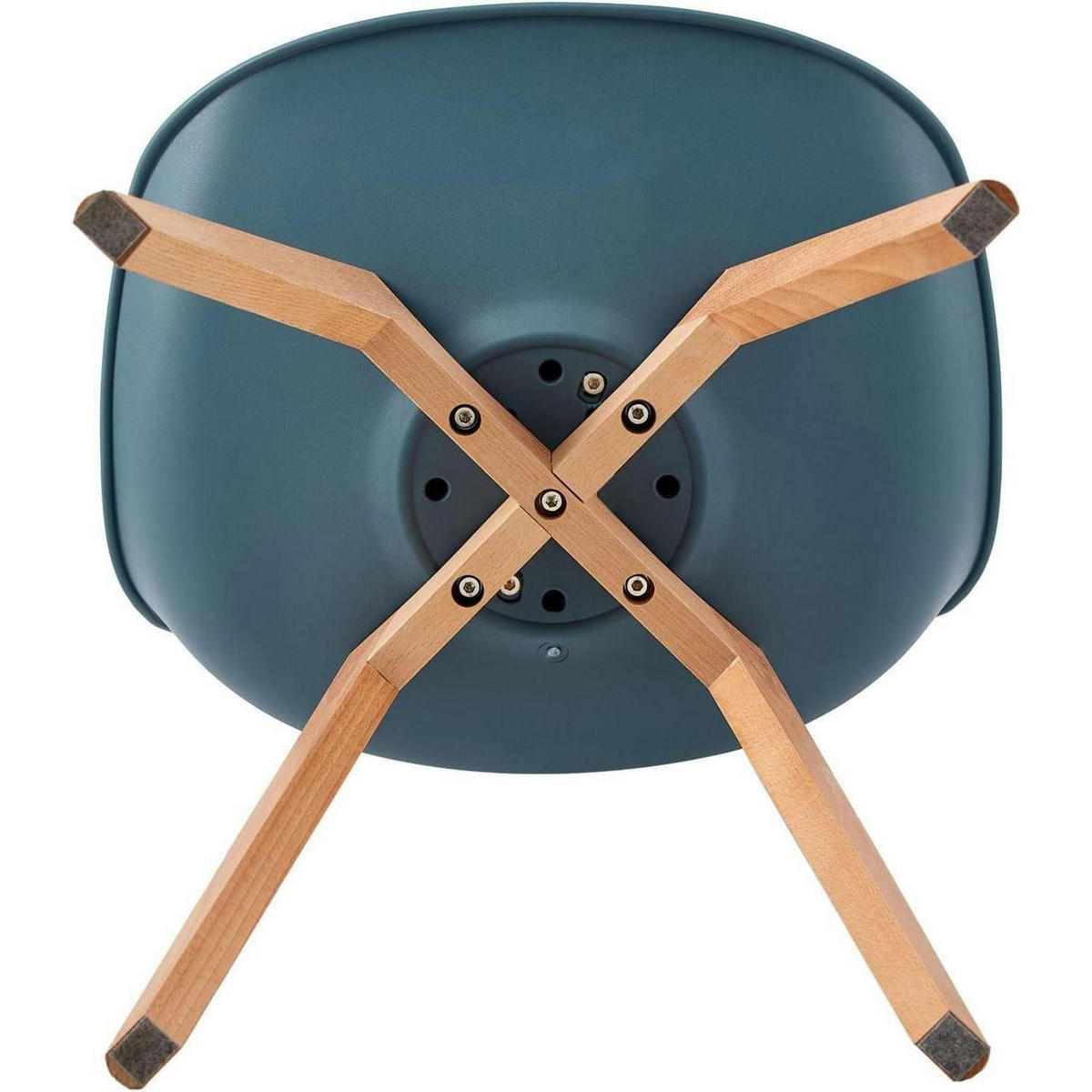 ESSZIMMERSTUHL 8er Set mit Massivholzbeinen und PU-Leder Dunkelblau - Blau, Kunststoff (47.5/82/41cm)