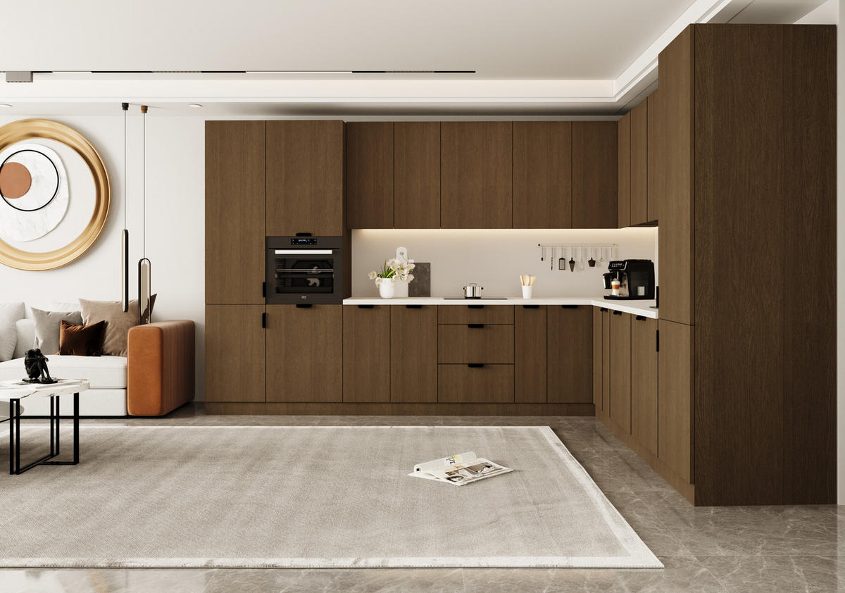 WINKELKÜCHE 345 x 285 cm - Sorento KS12-M345 - in Dunkle Eiche - Eichefarben/Schwarz, Holz/Metall (630/247/58cm)