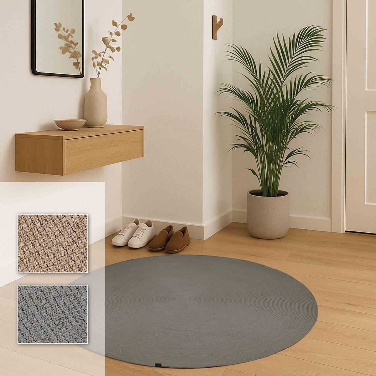 KURZFLORTEPPICH PARIS - Grau, Naturmaterialien/Kunststoff (120/120cm) - Astra