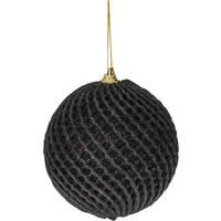 CHRISTBAUMKUGEL Santa Lila Schwarz 12/12/13.5 cm Kunstoff - Schwarz, Kunststoff (12/13.5/12cm) - Mondex