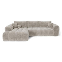 LINKSECK-SCHLAFSOFA mit Stauraum SKY Geprägter Samt Taupe 310cm - Taupe, Textil (310/180cm) - Premium Interiors