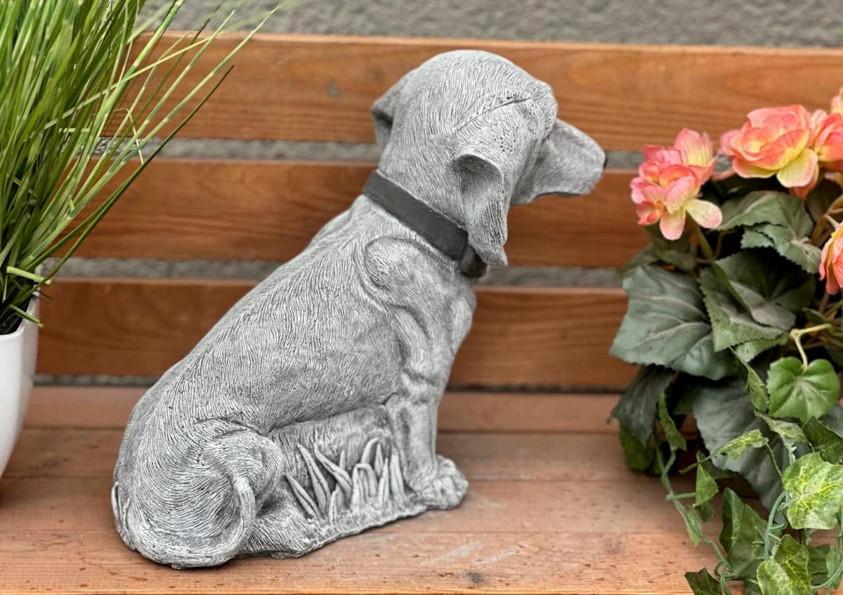 STEINFIGUR Dackel Waldemar frostfest Steinguss - Grau, Stein (12/25/30cm) - stoneandstyle