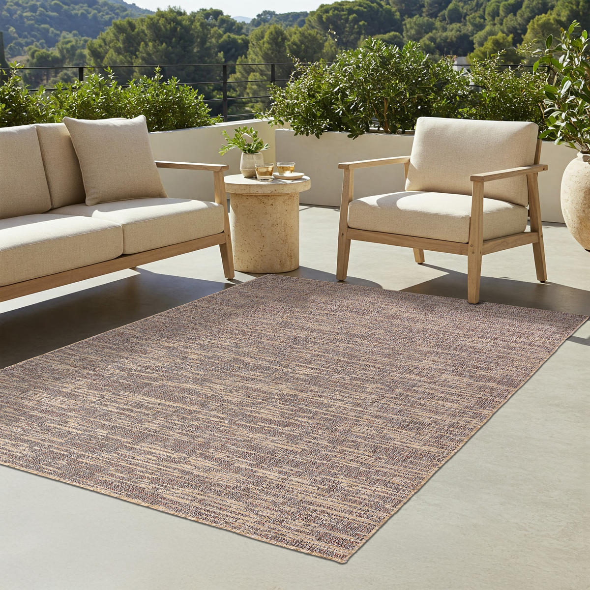 TEPPICH YUCANA Beige Outdoor Flachgewebe 140/200 cm - Beige, Textil (140/200cm) - Tapiso