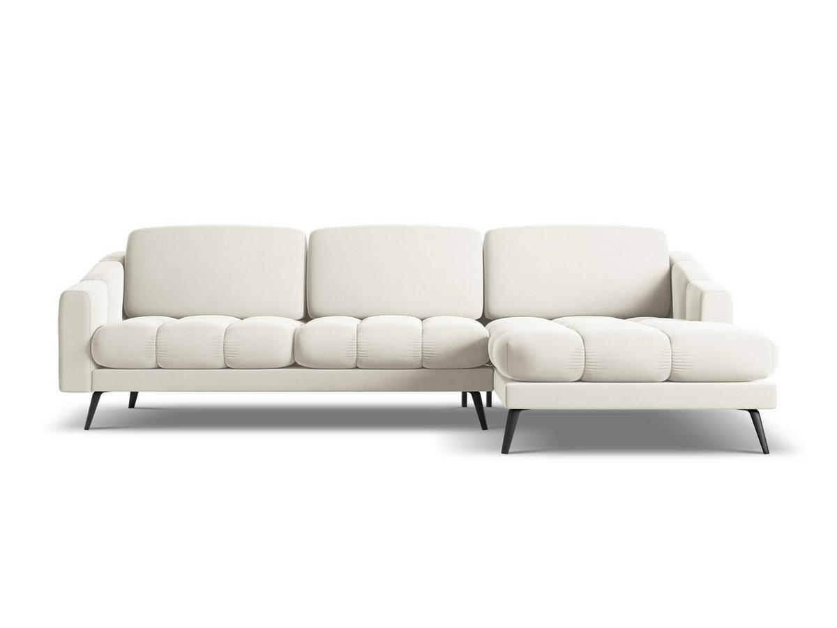 ECKSOFA Rechts Samt Stoff Beige - Beige/Creme, Textil/Metall (264/160cm) - Makamii