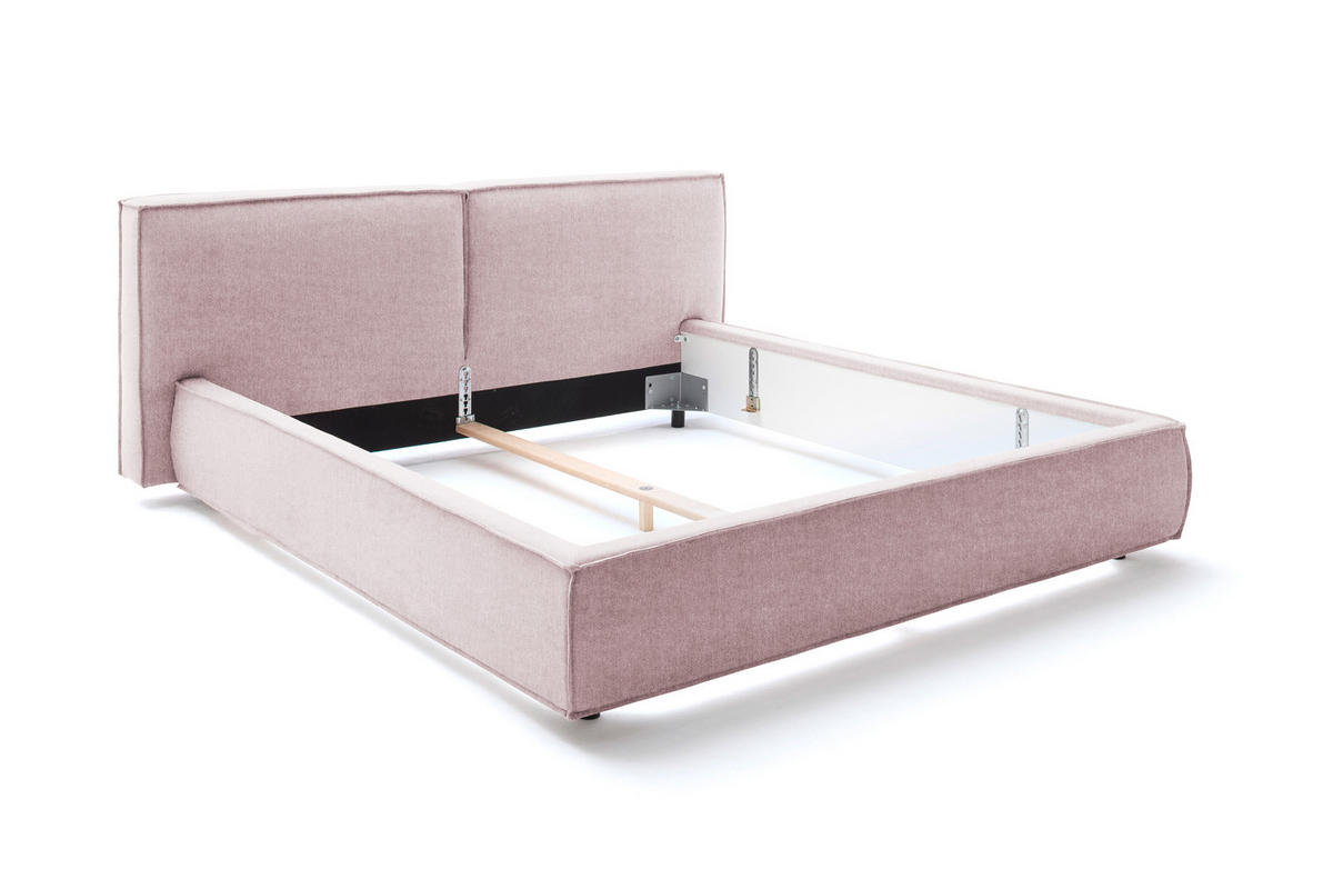 POLSTERBETT CARLO Pink Massivholz - Pink/Rosa, Textil (140/200cm) - KAWOLA