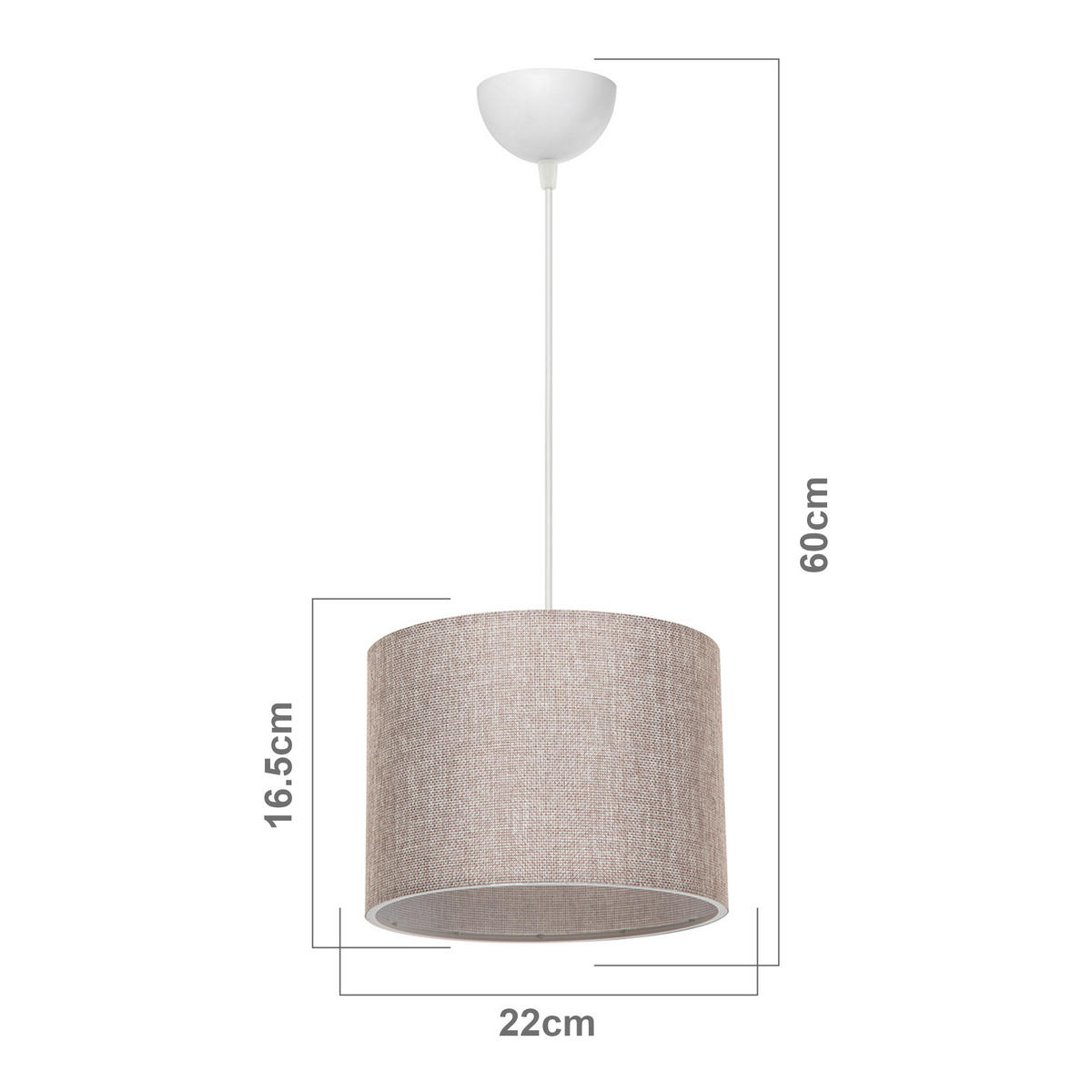HÄNGELAMPE Willenhall - Sandfarben, Textil (22/22/60cm) - lux.pro