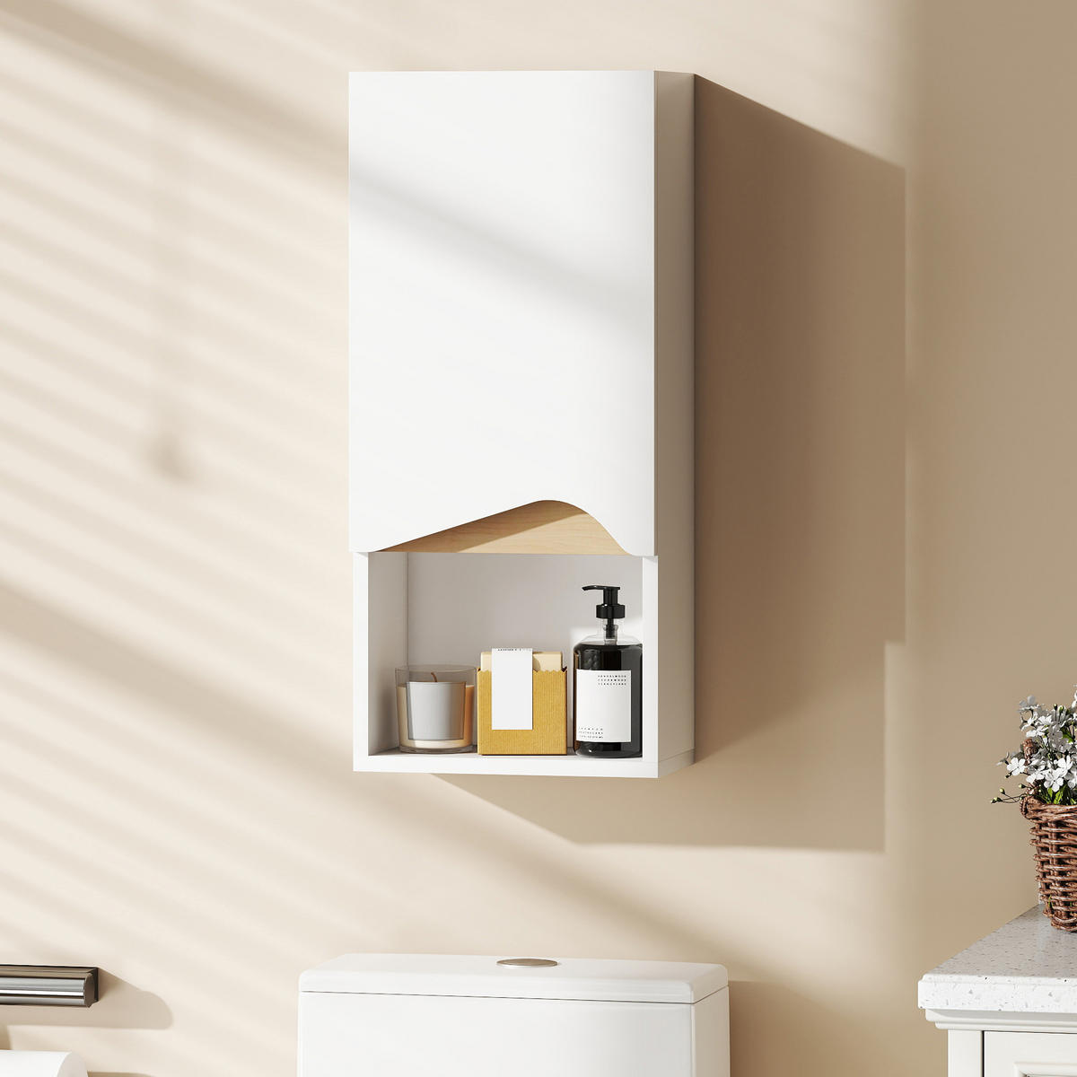 BADEZIMMERSCHRANK Weiß 17.0/30.0/67.0 cm - Weiß, Holzwerkstoff (30/67/17cm)