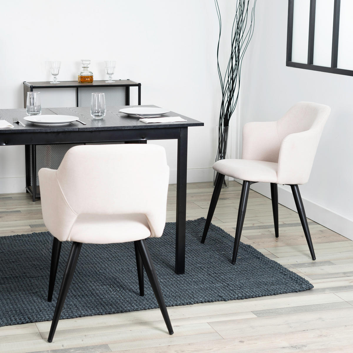 ARMLEHNSTUHL mit Stoffbezug Beige 4er-Set - Beige, Textil (46/81/45cm) - Meubles Cosy