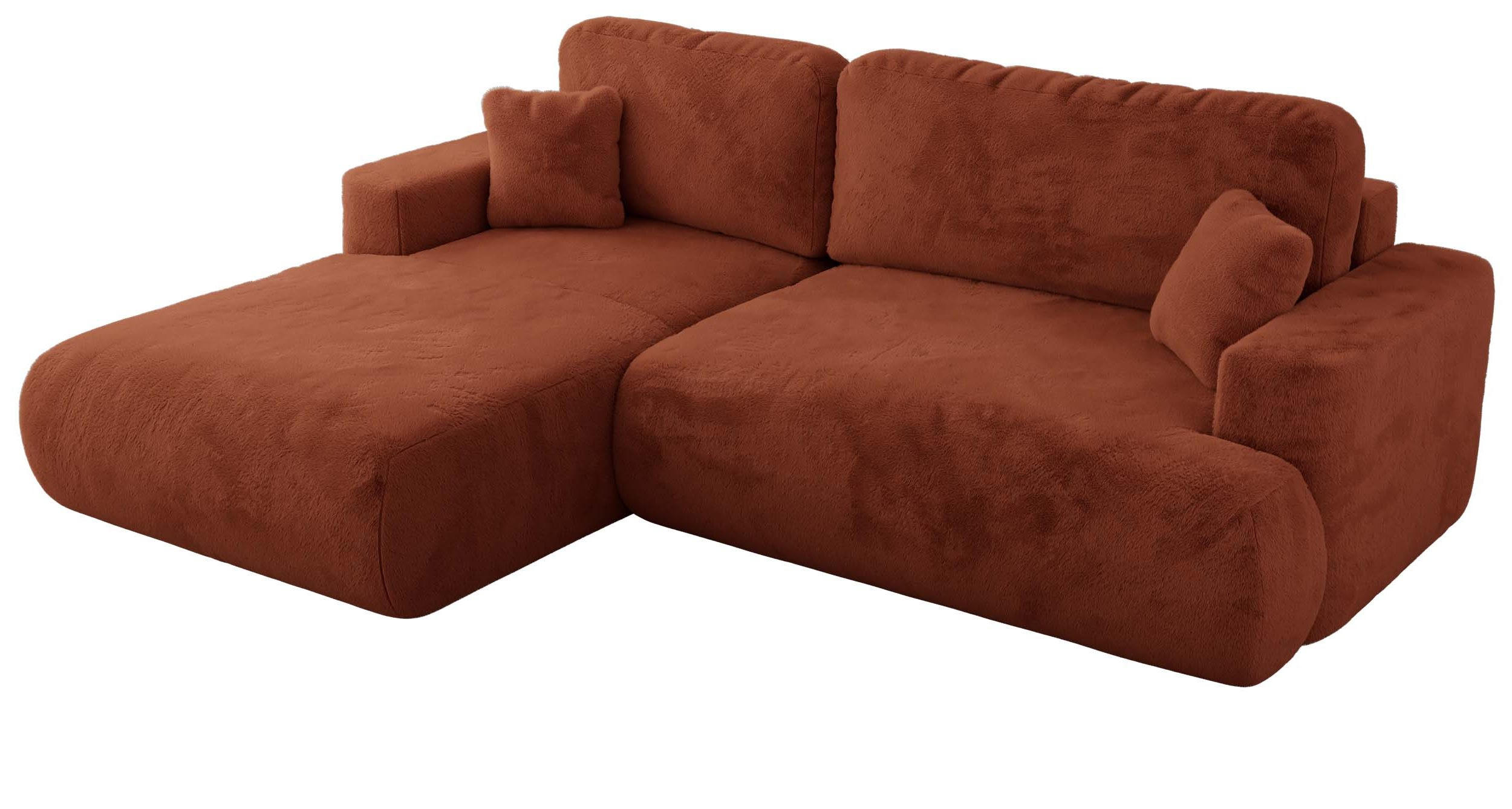 ECKSOFA OVO L Orange Plüsch - Links Seite - Schwarz/Orange, Kunststoff/Textil (271/195cm) - MKS