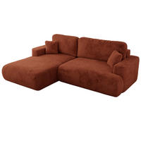 ECKSOFA OVO L Orange Plüsch - Links Seite - Schwarz/Orange, Kunststoff/Textil (271/195cm) - MKS