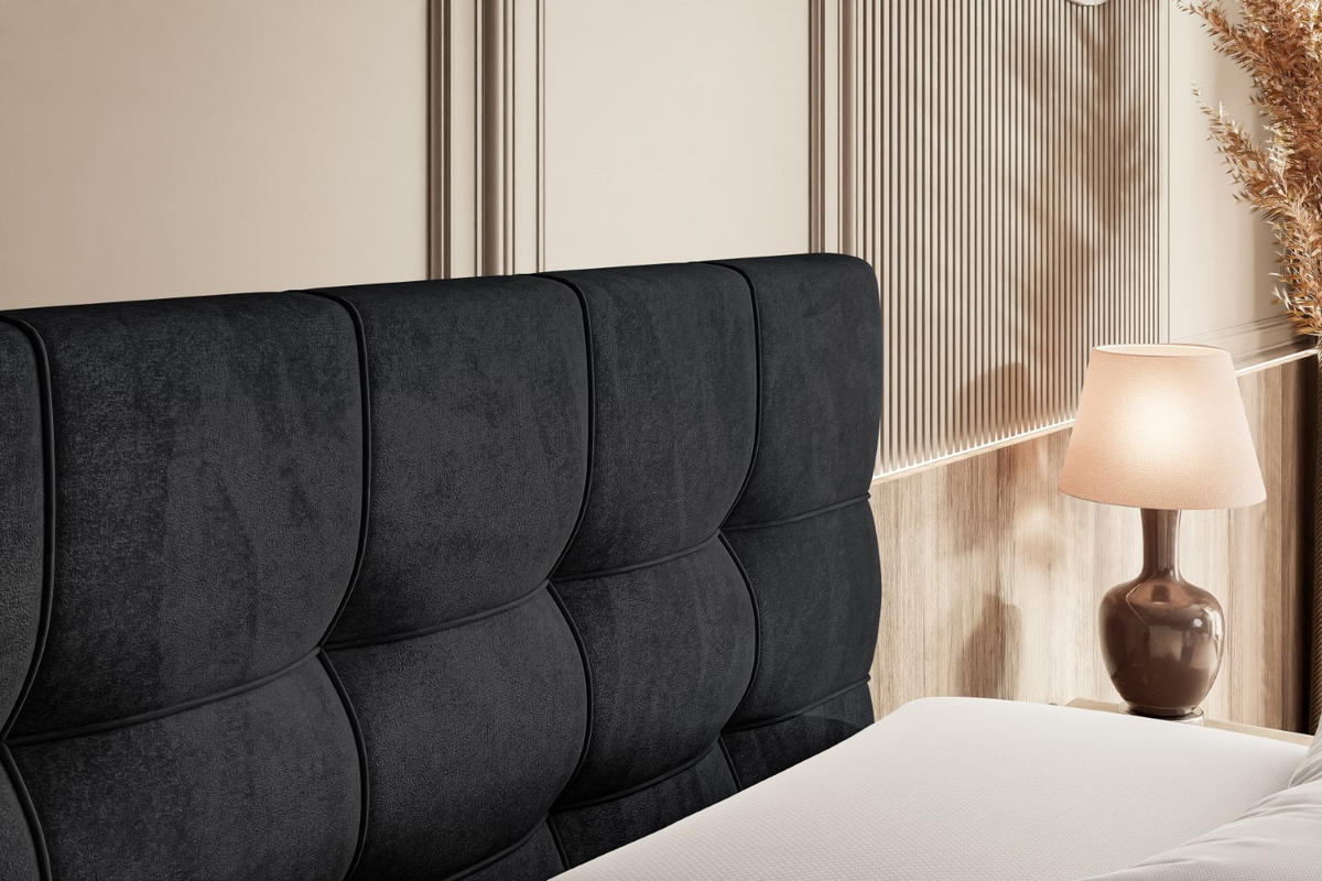 BOXSPRINGBETT BERO KING - 180x200 - H3/H4 - Schwarz - Schwarz, Holzwerkstoff (180/200cm) - ALTDECOR