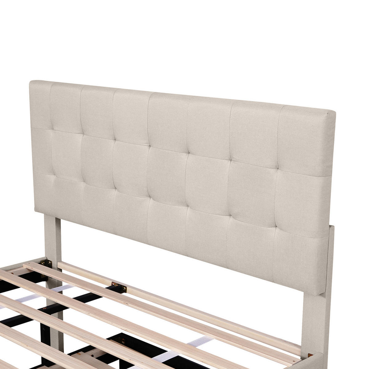 POLSTERBETT 140/200 cm in Beige mit Drei Schubladen - Beige, Holz/Textil (140/200cm) - KOMHTOM