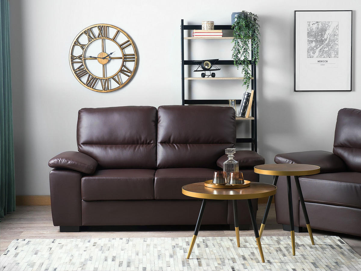 2-SITZER-SOFA Kunstleder Braun Vogar - Dunkelbraun, Kunststoff/Textil (156/90/74cm) - Beliani