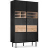 VITRINENSCHRÄNK LOFTY TV/Kreuzeinlage, schwarz / Eiche natur - Eichefarben/Multicolor, Holzwerkstoff (102/174/41cm) - KONSIMO®