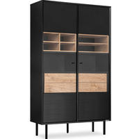 VITRINENSCHRÄNK LOFTY TV/Kreuzeinlage, schwarz / Eiche natur - Eichefarben/Multicolor, Holzwerkstoff (102/174/41cm) - KONSIMO®