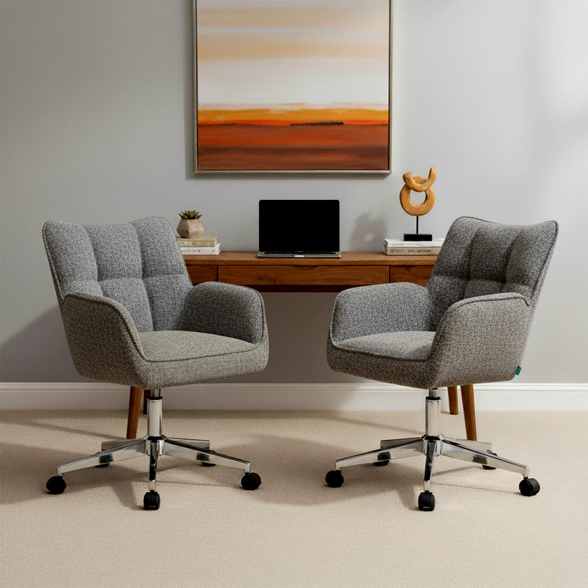 BÜROSTUHL Mika-Tabea - Chromfarben/Grau, Textil/Metall (59/81/66cm) - DUBI Möbel